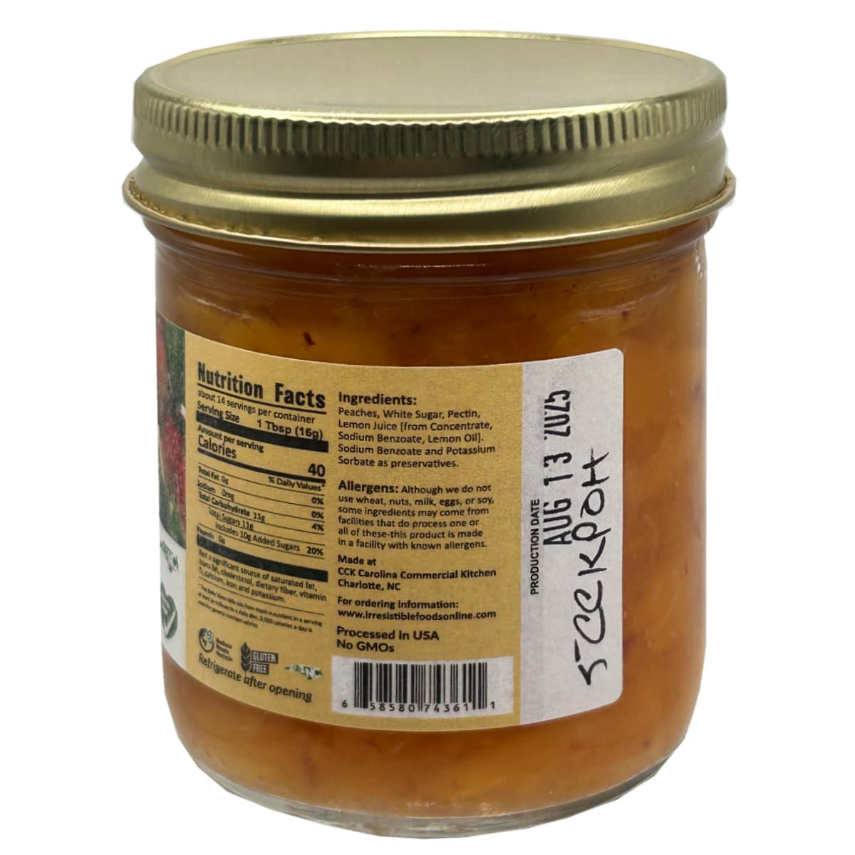 big red peach back of jar nutrition label