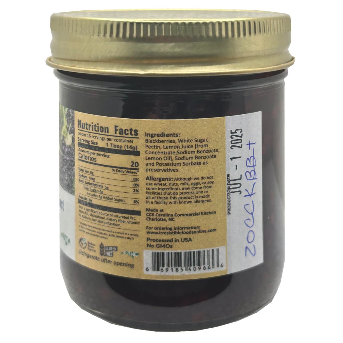 blackberry blast back of jar with nutrition label